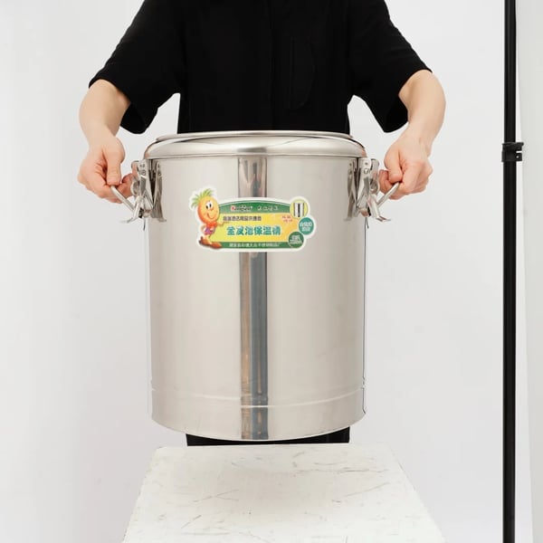 Isoleret madbeholder - Termospand 14 L - 201 Rustfrit Stål - 8 Timers Varmholdning - PU-isolering 2,5 cm - Til Catering - Orange