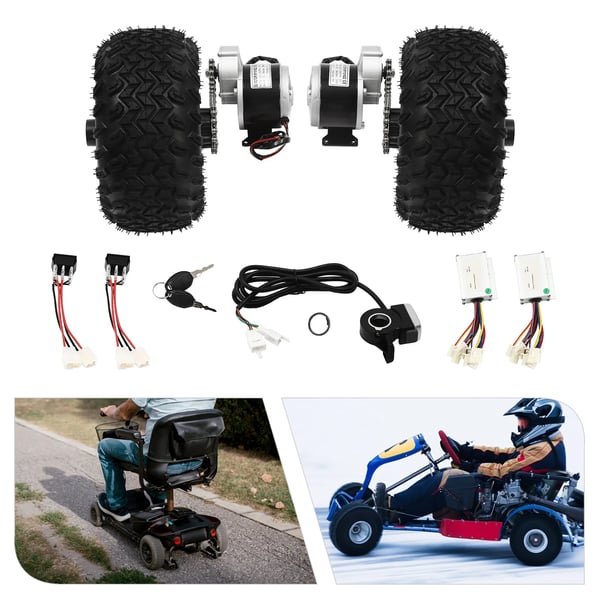 Elektrisk Vogn Konverteringssæt - 36V 350W - 25,4 cm Hjul - Tommelgas - Navmotor - Luftdæk - Chokoladebrun