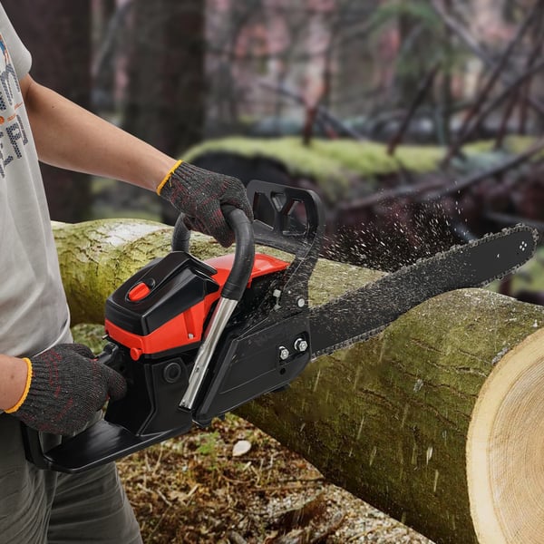 Motorsav - Benzin 58 cc - Sværd 45 cm - Anti-vibration - Til træfældning & beskæring - Sort - CE