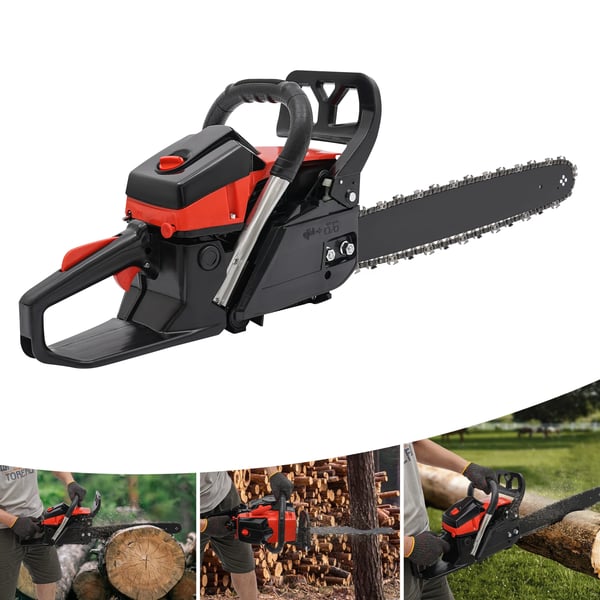 Motorsav - Benzin 58 cc - Sværd 45 cm - Anti-vibration - Til træfældning & beskæring - Sort - CE