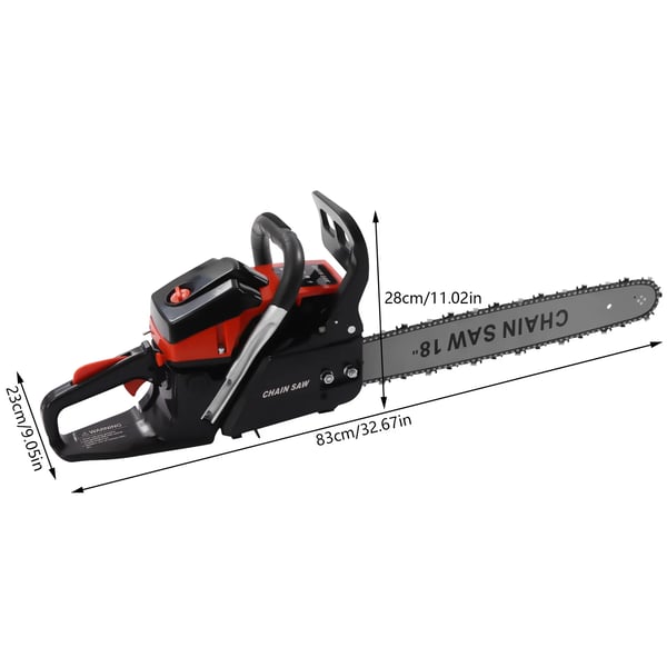 Motorsav - Benzin 58 cc - Sværd 45 cm - Anti-vibration - Til træfældning & beskæring - Sort - CE
