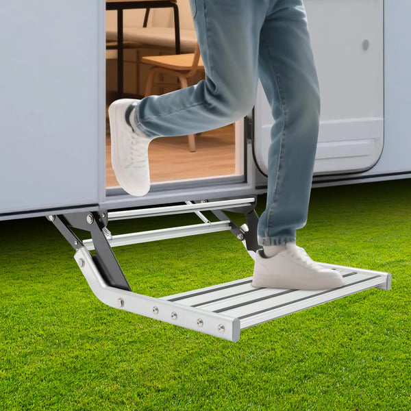 Trin til autocamper/campingvogn - Enkeltrin - Manuel - Sammenklappelig - Aluminiumslegering - Sort