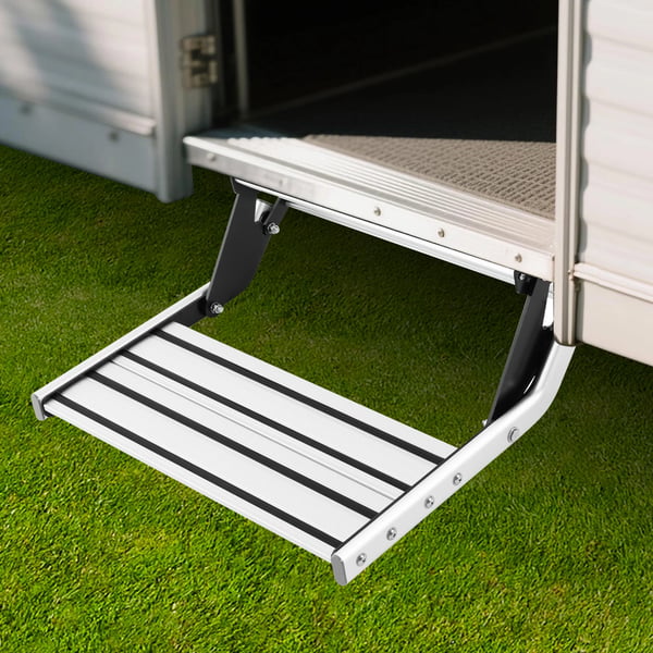 Trin til autocamper/campingvogn - Enkeltrin - Manuel - Sammenklappelig - Aluminiumslegering - Sort