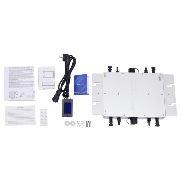 Mikroinverter til solpaneler - Nettilsluttet - 1200 W - 22–50 V DC - 110/220 V AC - IP65 vandtæt - EU/US-stik - Maks. indgangsstrøm 54,4 A