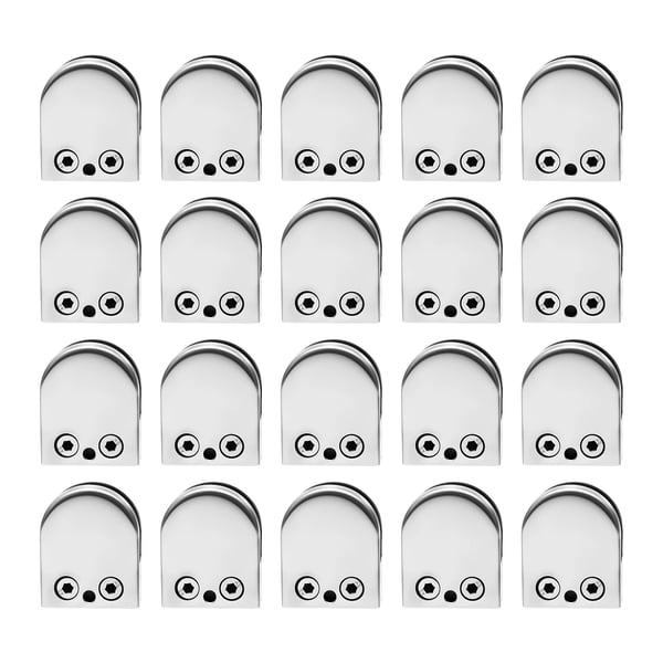 Glasfästen - Glasklämma - 20-pack - Rostfritt stål 304 - Justerbar hållare - För glaspaneler - Silver