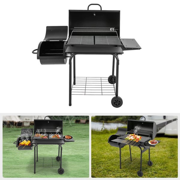 Udendørsgrill - Kulgrill - Fritstående - Med termometer - Grillriste - Legeringsstål/jern - Kul (medfølger ikke) - Sort