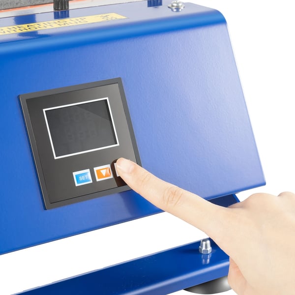 Kruspresse - 6-in-1 Varmepresse til Sublimering - 500 W - Temperatur- og Tidsstyring - Udskiftelige Varmeelementer - 50 Hz - Blå