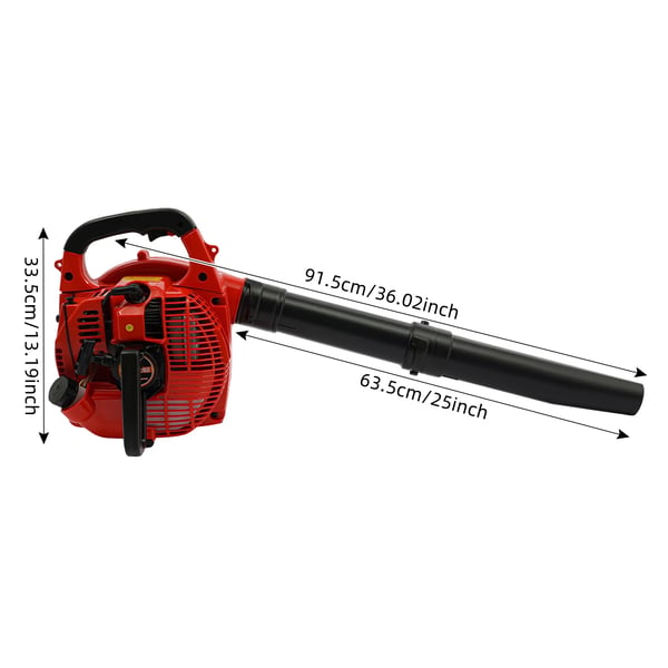 Løvblæser & Løvsuger - Håndholdt Benzindrevet - 2-takt - 25,4 cm³ - Mulchfunktion - Sort/Rød