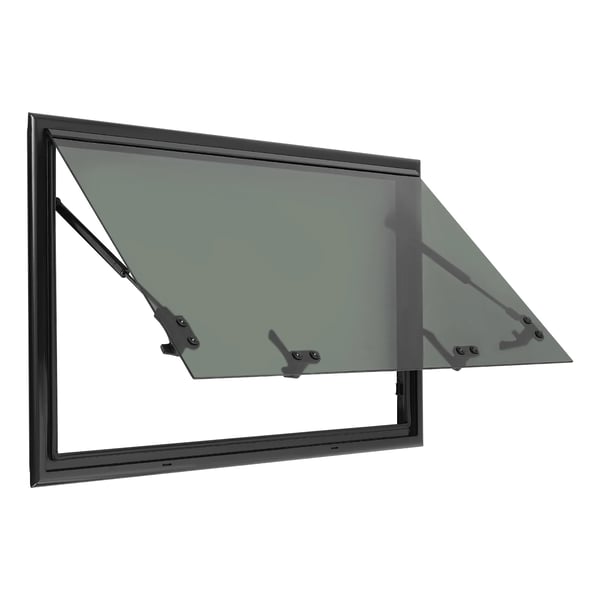 Autocamper Campingvogn Trailer Sidevindue - Udklapningsvindue - 800 x 500 mm - Åbningsvinkel 0–85° - Med Myggenet - Hvid