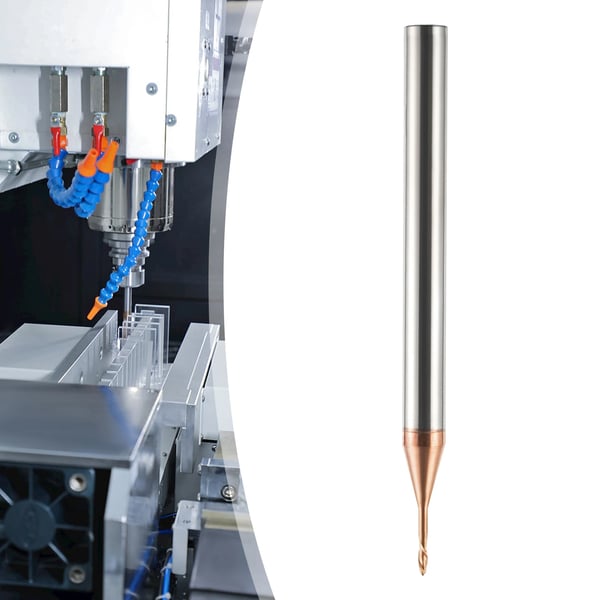 Konisk kuglenæsefræser - Endefræser - Solid hårdmetal - 6 mm - HRC55 - 2 skær - CNC til træ og metalgravering - Sølv