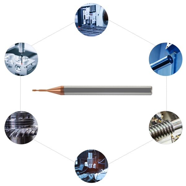 Konisk kuglenæsefræser - Endefræser - Solid hårdmetal - 6 mm - HRC55 - 2 skær - CNC til træ og metalgravering - Sølv