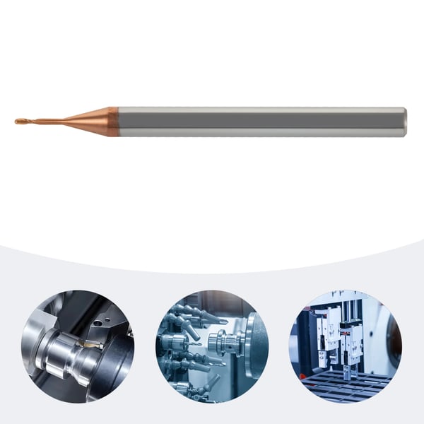 Konisk kuglenæsefræser - Endefræser - Solid hårdmetal - 6 mm - HRC55 - 2 skær - CNC til træ og metalgravering - Sølv