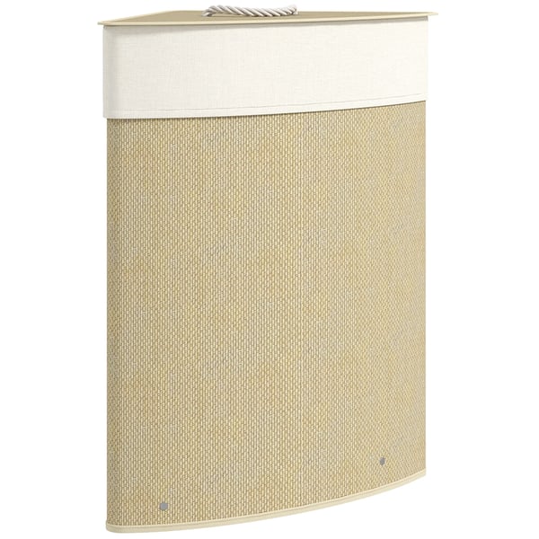 Hörn tvättkorg - Tvättsamlare - 55 L - Bambu - Lock och handtag - Avtagbar och tvättbar innerpåse - 35 x 35 x 60 cm - Brun Hörn tvättkorg - Tvättsamlare - 55 L - Bambu - Lock och handtag - Avtagbar och tvättbar innerpåse - 35 x 35 x 60 cm - Brun