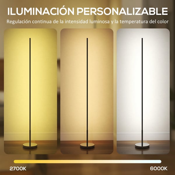 Modern golvlampa - Justerbar färgtemperatur 3000–6000K - Magnetisk fjärrkontroll - Timer - Dimbart ljus - Ljusflöde 249–2000 lm
