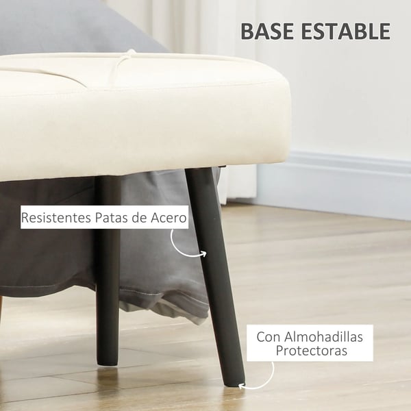 Sittbänk - Ottoman/fotpall - Stålben - Maxbelastning 120 kg - Montering krävs - Mått 100×36×45 cm - Kräm