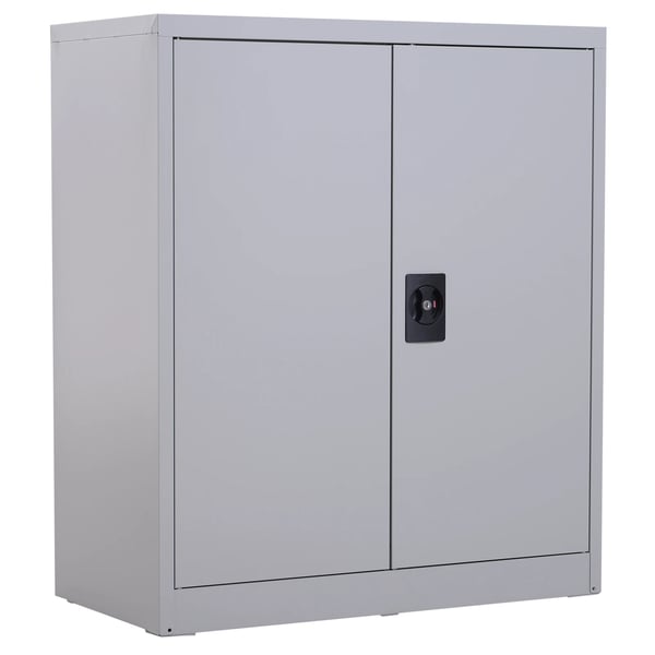 Arkivskåp - Kontorsskåp i metall - 2 dörrar - Lås - Justerbar hylla - 80 x 40 x 92,5 cm - Montering krävs - Grå