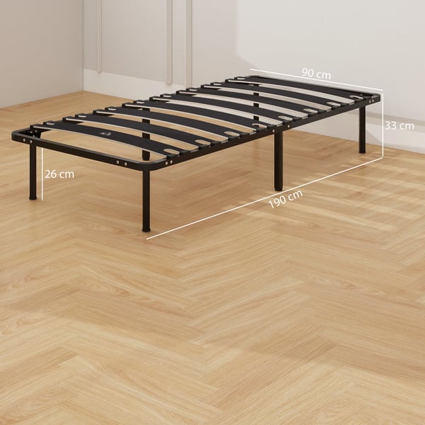 Sängram - 140x190 cm - Höjd 26 cm - Utan förvaring - Självmontering - Svart