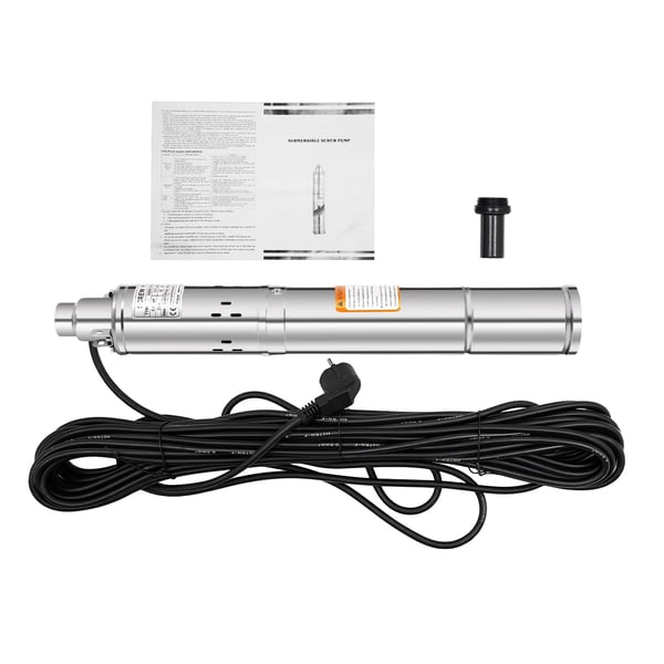 Djupbrunnspump i 304 rostfritt stål - Nedsänkbar brunnspump - 0,25 kW (250 W) - 1600 L/h - 220 V EU-kontakt - 7,5×52 cm Djupbrunnspump i 304 rostfritt stål - Nedsänkbar brunnspump - 0,25 kW (250 W) - 1600 L/h - 220 V EU-kontakt - 7,5×52 cm