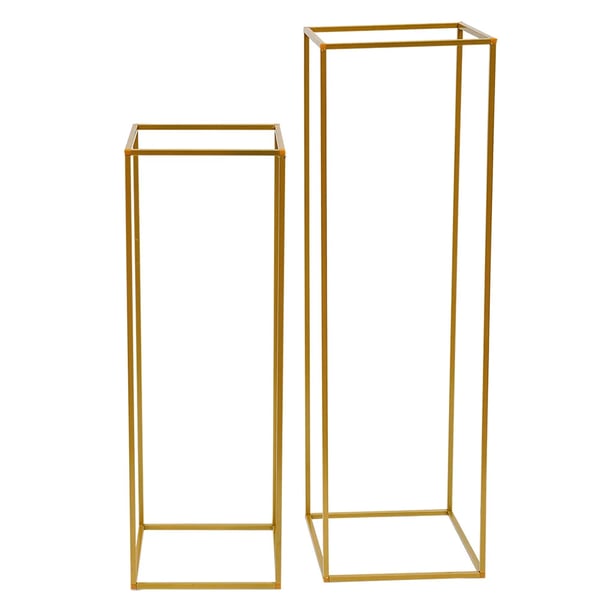 Blomsterstand til bryllup og fest - Geometrisk vasesøjle borddekoration - 2-pak - 80 cm + 100 cm - Metal - Moderne stil - Stående - Guld