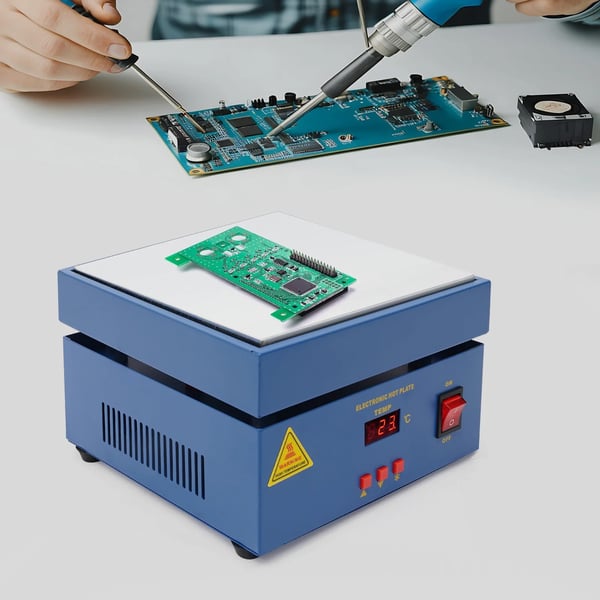 Forvarmer-station til lodning - LCD-skærm - Digital temperaturstyring - Til PCB-reparation - Blå