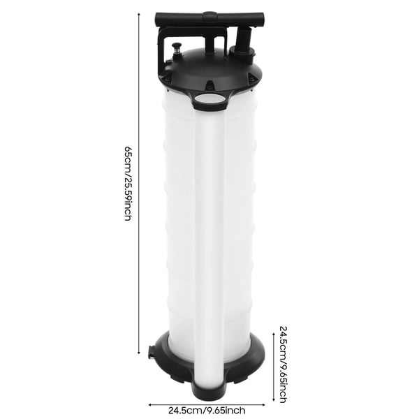 Manuel vakuum væskeudtrækker - Pumpe - 6,8 L - 4 slanger 4/6/8/10 mm - Til olie, bremsevæske, kølevæske - PP-cylinder - Hvid