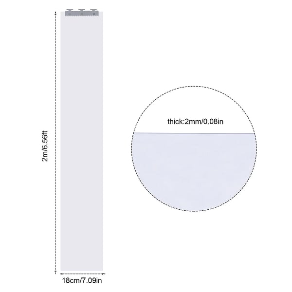 PVC strimmelgardin - Dørforhæng - Magnetlukning - Borremontering - 7 Strimler - 2 m x 18 cm/stk - Samlet Bredde 1,05 m - Grå