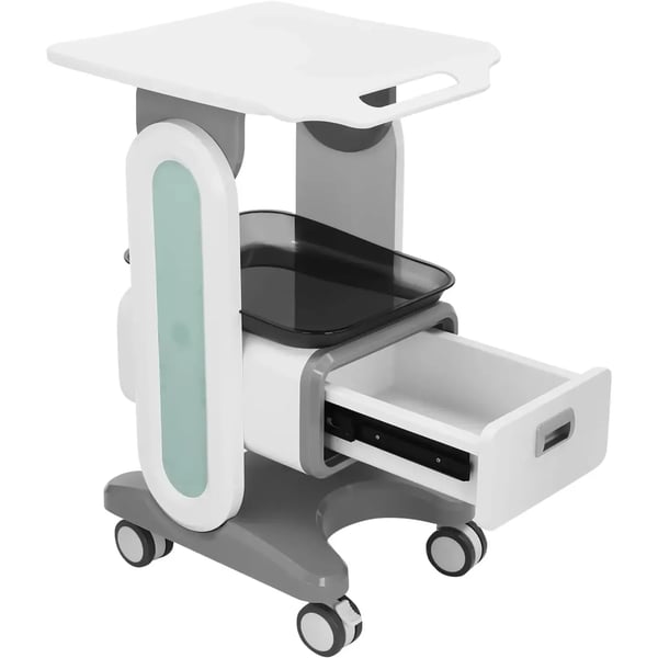 Medicinsk vogn - Skønhedssalon rullevogn - 44×36×76 cm - Skuffe og Opbevaringsrum - 60 kg Belastning - 4 Drejelige Hjul - Hvid