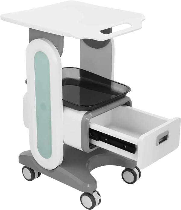 Medicinsk vogn - Skønhedssalon rullevogn - 44×36×76 cm - Skuffe og Opbevaringsrum - 60 kg Belastning - 4 Drejelige Hjul - Hvid