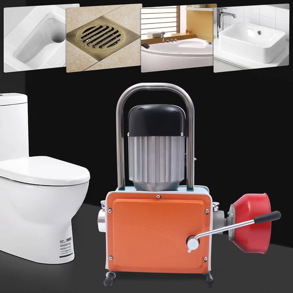 Afløbsrensmaskine - Rør- og kloakrenser - 1000 W - 400 o/min - Ø 20–150 mm - 30 m spiralkabel - Kobbermotor - Jern