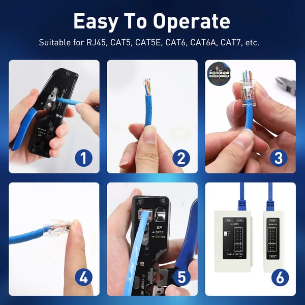 RJ45 Krimppauspihdit Sarja - Verkkotyökalu - 68 Osaa - Ethernet-verkkokaapeleille - Käsityökalu - Reititin Kytkin PC - Punainen