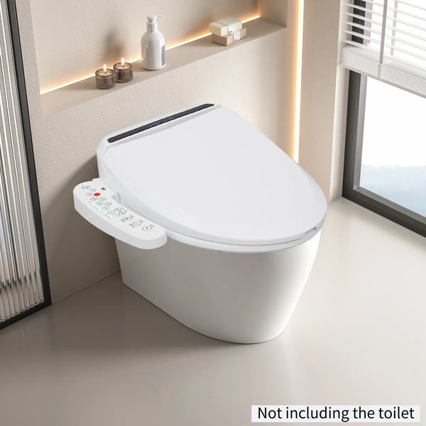 Elektrisk toiletbidet - Intelligent toiletsæde - Justerbart vandtryk - LED-natlys - Bidetdyse - EU-stik - Hvid