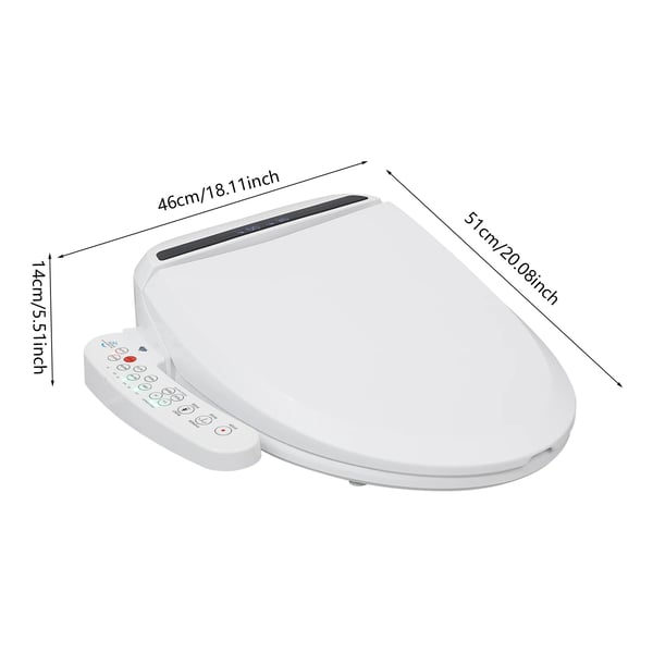 Elektrisk toiletbidet - Intelligent toiletsæde - Justerbart vandtryk - LED-natlys - Bidetdyse - EU-stik - Hvid