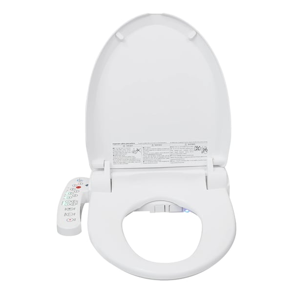 Elektrisk toiletbidet - Intelligent toiletsæde - Justerbart vandtryk - LED-natlys - Bidetdyse - EU-stik - Hvid