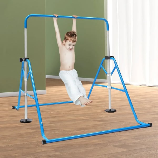 Junior Gymnastikstang til Børn - Justerbar Horisontal Stang - Til Hjemmebrug - Balance- & Armtræning - Blå