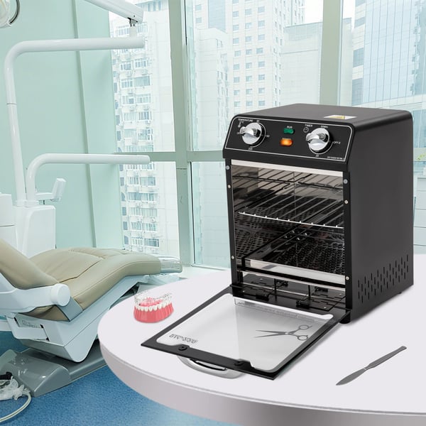 Højtemperatur sterilisator til værktøj - SM-220 - 8 L - 600 W - 220–240 V EU-stik - Tid/temperaturindstilling - Rustfrit stål - Sort