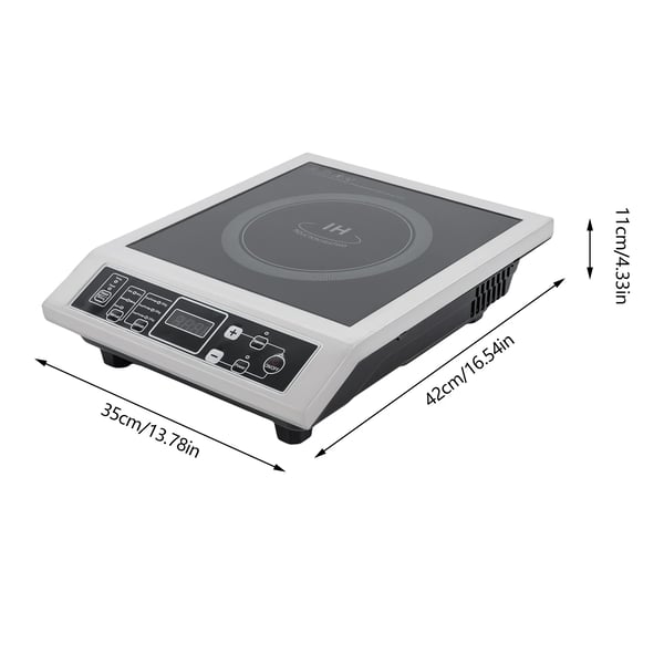 Bærbar induktionskogeplade - Enkeltzone - 3500 W - 10 Niveauer - 80–300 °C - Timer 0–3 t - IPX4 - EU-stik - Sort