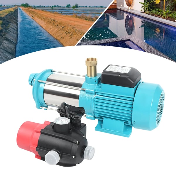 Elektrisk vandpumpe - Centrifugalpumpe - 1300 W - 230 V EU-stik - 4000 l/t - 9,8 bar - Sugehøjde 8 m - Rustfrit stål