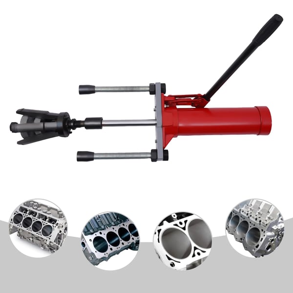 Cylinderforingsaftrækker - Hydraulisk - Til Ø80–140 mm - Slaglængde 15 cm - Totalhøjde 82,5 cm - Jern - 18,05 kg - Rød