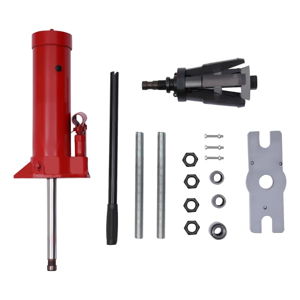 Cylinderforingsaftrækker - Hydraulisk - Til Ø80–140 mm - Slaglængde 15 cm - Totalhøjde 82,5 cm - Jern - 18,05 kg - Rød