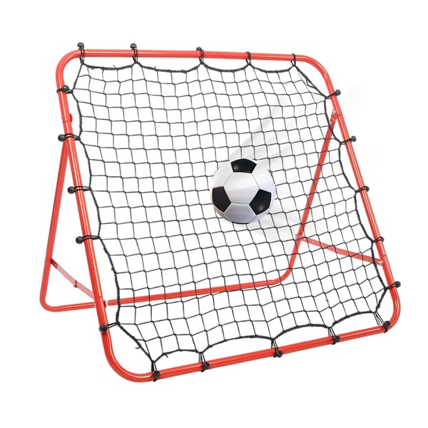 Fodbold Rebounder Net - Kickback Træningsmål - Sammenklappelig - Fritstående - Net 1×1 m - Ramme 72×85 cm - Materiale Jern/Nylon - Rød