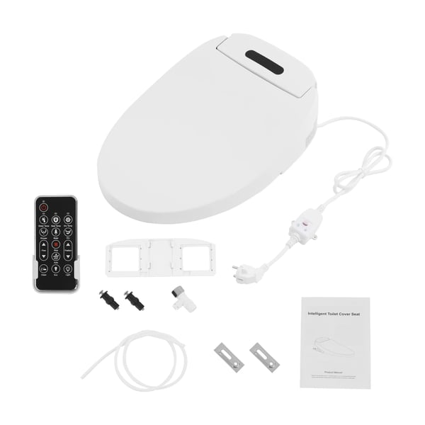 Smart bidet-toiletsæde - Elektrisk med fjernbetjening - Fire temperaturer 34–40°C - Selvrensende dyse - Soft-close - EU-stik - Hvid