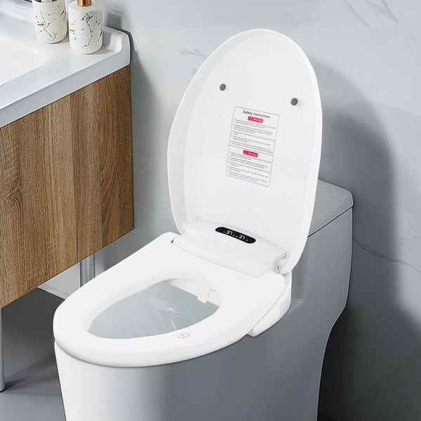 Smart bidet-toiletsæde - Elektrisk med fjernbetjening - Fire temperaturer 34–40°C - Selvrensende dyse - Soft-close - EU-stik - Hvid