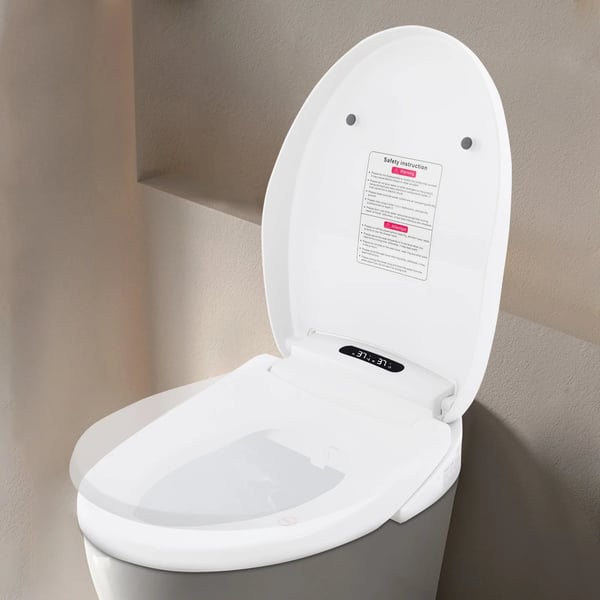 Smart bidet-toiletsæde - Elektrisk med fjernbetjening - Fire temperaturer 34–40°C - Selvrensende dyse - Soft-close - EU-stik - Hvid