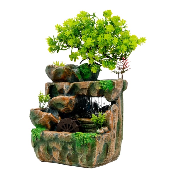 Sisäsuihkulähde - Pöytäsuihkulähde - LED-valaistus - Vesiputous - Hartsi - 18×15×30 cm - Vihreä