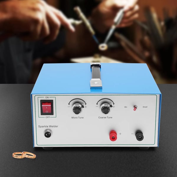 Elektrisk punktsvejser - Smykkepunktsvejser - 600 W - 110–240 V - 0,5–1,5 mm - Præcisionsstrøm - Metalhus - 25,5×24,8×13 cm - Brillantblå