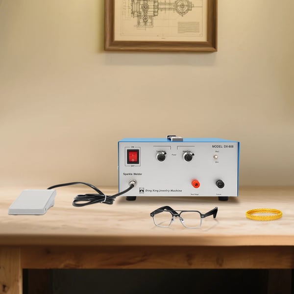 Elektrisk punktsvejser - Smykkepunktsvejser - 600 W - 110–240 V - 0,5–1,5 mm - Præcisionsstrøm - Metalhus - 25,5×24,8×13 cm - Brillantblå