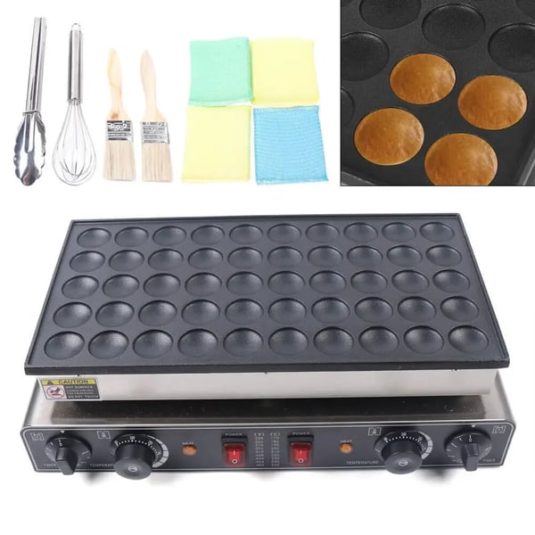 Mini poffertjes pandekagemaskine - Bordmodel - Til hollandske poffertjes - 50 runde minipandekager - Multifarvet