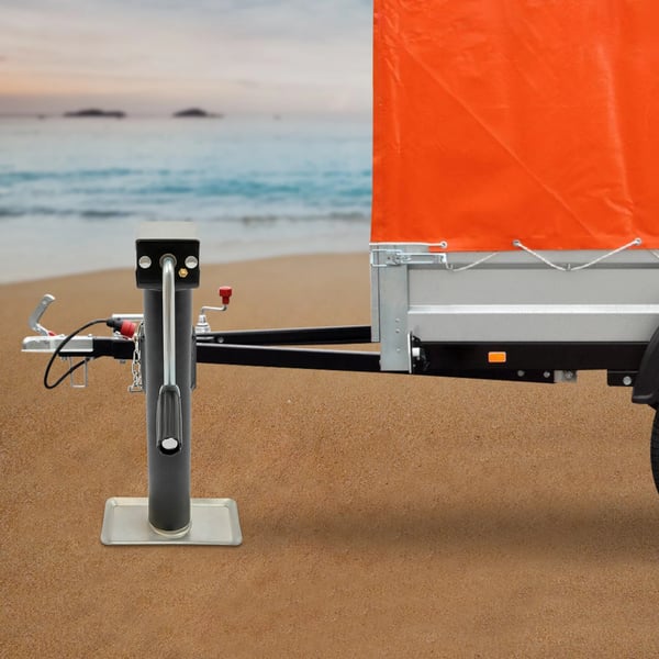Støtteben til trailer - Manuel sidevejs donkraft - Kapacitet 1 t - Løftehøjde 26 cm - Q235-stål - Base 19×9,7 cm - Rørtykkelse 2,5 mm - Sort