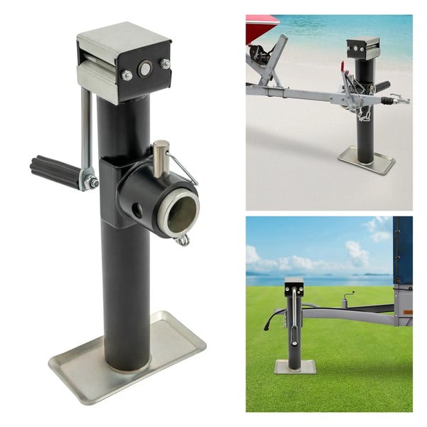 Støtteben til trailer - Manuel sidevejs donkraft - Kapacitet 1 t - Løftehøjde 26 cm - Q235-stål - Base 19×9,7 cm - Rørtykkelse 2,5 mm - Sort