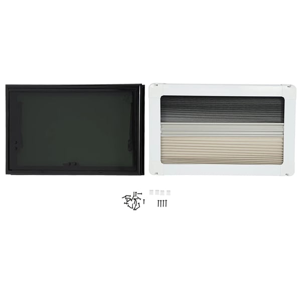 Autocamper/Campingvogn Vindue - Udslagsvindue - Med Insektnet - Til Camper/RV - 53,8 x 33,8 cm - Sort
